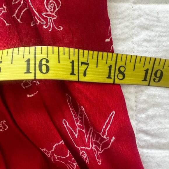 Vintage 90s RK ORIGINALS Womens Dress Red Maxi Whimsical All Over Print Retro 12 - Picture 11 of 13